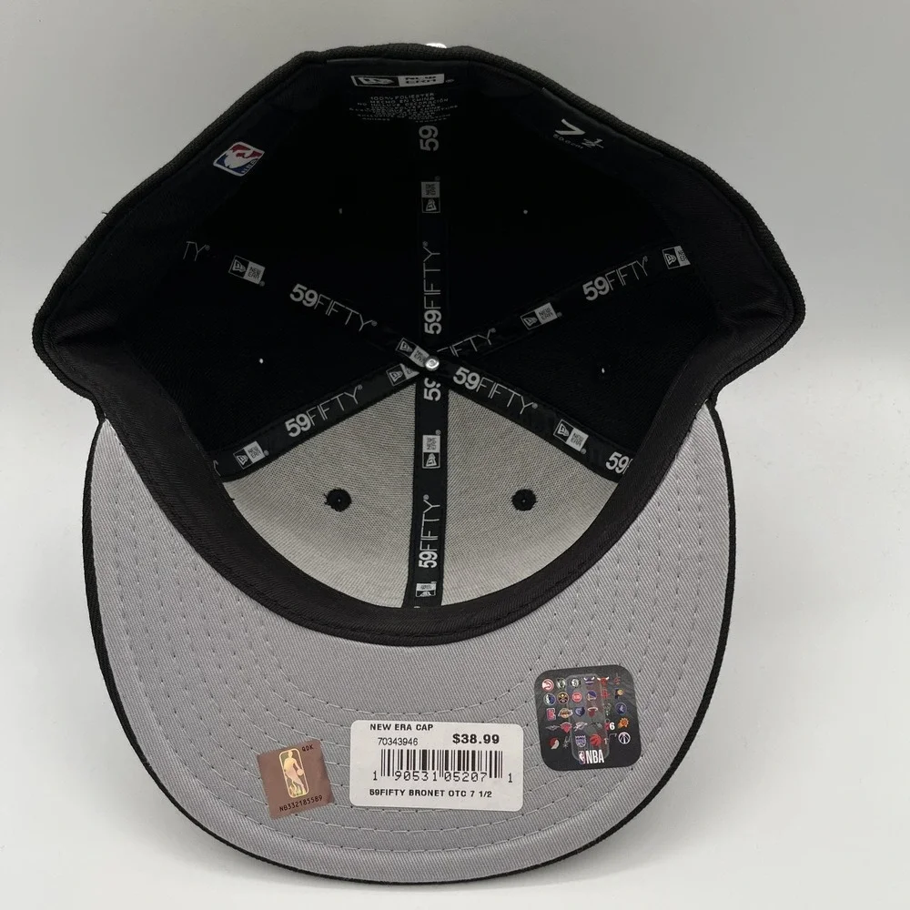 Brooklyn Nets New Era 59FIFTY Hat Cap Fitted Mens 7 1/2 Black NBA Basketball NEW